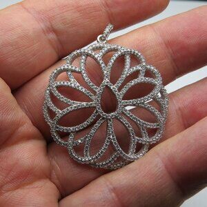 Sterling Silver Diamond  Sapphire Pendant